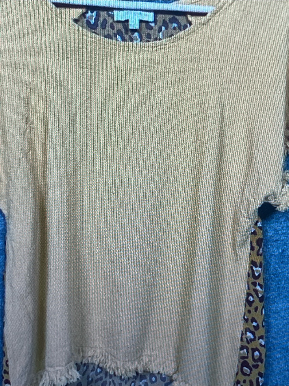 Umgee Leopard Print Short Sleeve Top in Mustard and Charcoal